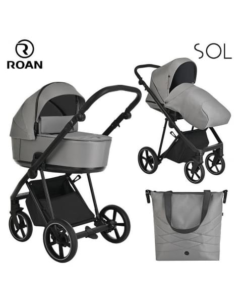 Детская коляска Roan Sol 3 в 1 с автокреслом Tutis Elo Lux EduSky Black RSL/1011 Cloud Grey