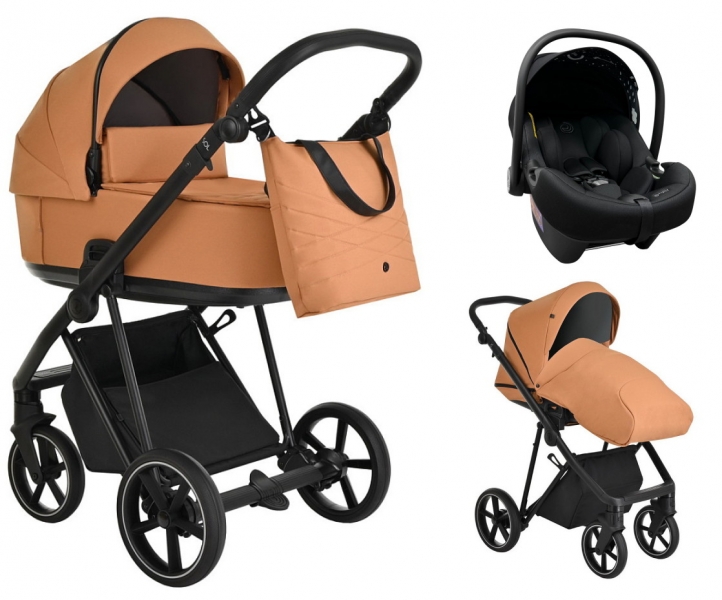 Детская коляска Roan Sol 3 в 1 с автокреслом Tutis Elo Lux EduSky Black RSL/1014 Cinnamon
