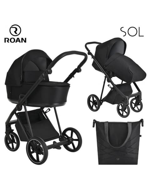 Детская коляска Roan Sol 3 в 1 с автокреслом Tutis Elo Lux EduSky Black RSL/1017 Raven
