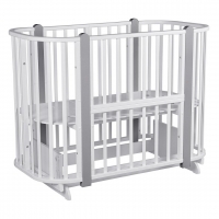 Детская кровать-трансформер Pituso Asti 5 в 1 (маятник поперечный), Белый / Серый