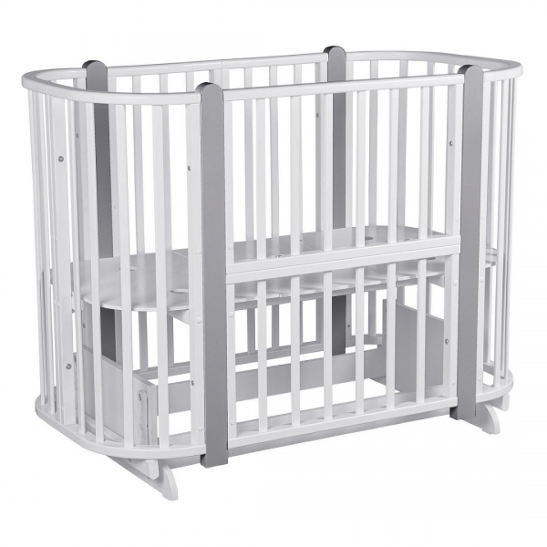 Детская кровать-трансформер Pituso Asti 5 в 1 (маятник поперечный), Белый / Серый