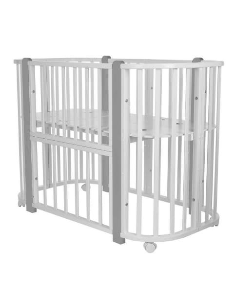 Детская кровать-трансформер Pituso Asti 5 в 1 (маятник поперечный), Белый / Серый