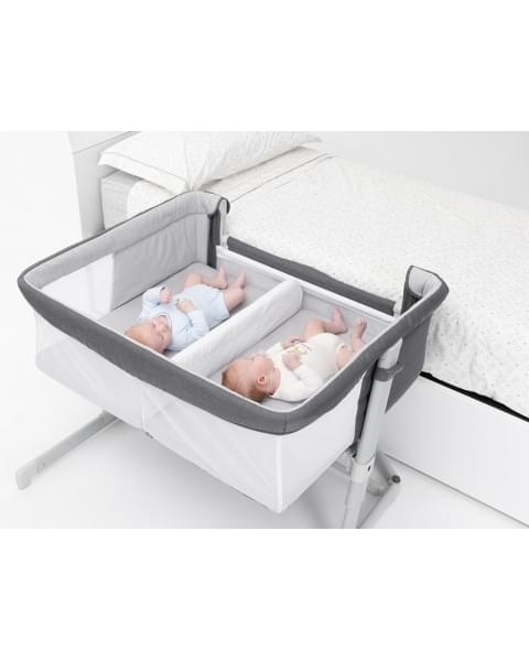Детская приставная кроватка для двойни Chicco Next2Me Twin, Magnet Grey (Темно-серый)