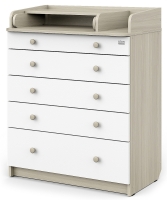 Детский пеленальный комод Атон Leo 805 с органайзером, ЛДСП шимо светлый-белый