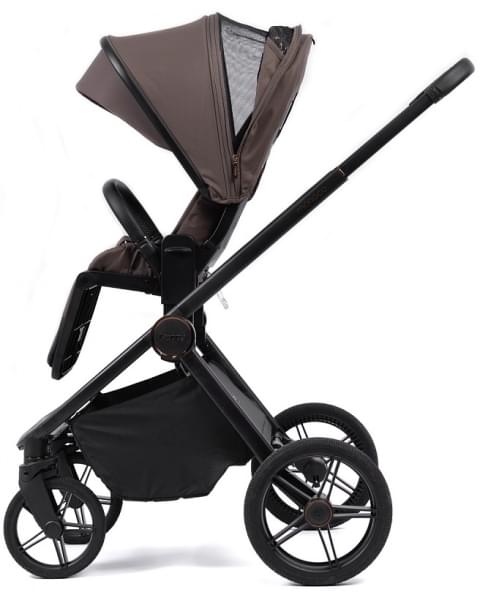 Детская коляска Peppy Monaco 3 в 1 с автокреслом First Brownie коричневый, рама черная