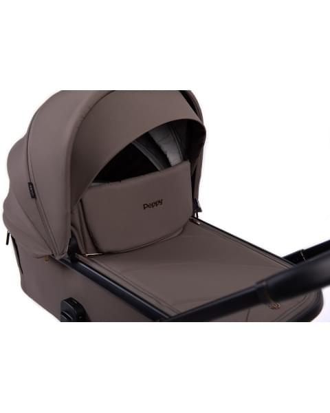 Детская коляска Peppy Monaco 3 в 1 с автокреслом First Brownie коричневый, рама черная