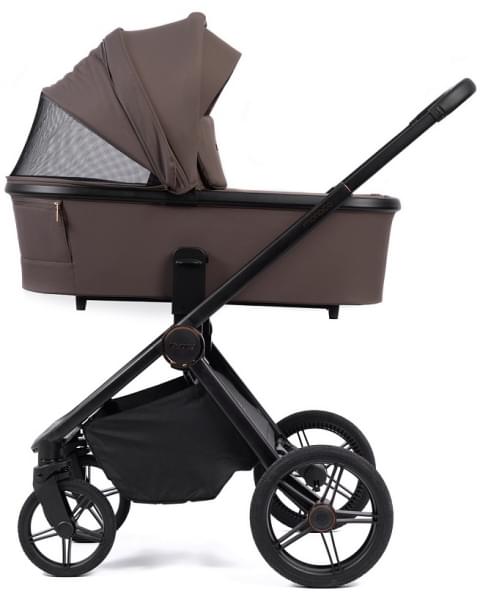 Детская коляска Peppy Monaco 3 в 1 с автокреслом First Brownie коричневый, рама черная