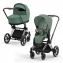 Коляска 2 в 1 Cybex Priam IV Platinum Collection шасси Chrome Brown, Leaf Green (Зеленый)