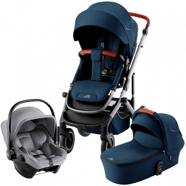 Коляска 3 в 1 Britax Roemer Smile 5Z, Night Blue (Синий) + Автокресло Baby-Safe Core, Frost Grey (Серый)