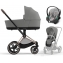 Коляска 3 в 1 Cybex Priam IV Rosegold и автокресло Aton S2 i-Size с базой Base One Mirage Grey/Lava Grey