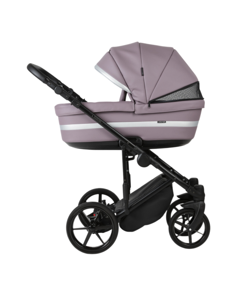 Детская коляска Adamex Rimini Deluxe 2 в 1 RI225A (СВ.СИРЕНЕВАЯ КОЖА+СТАЛЬНАЯ ПЕРЛ.ОТДЕЛКА)