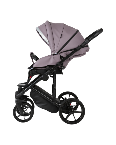 Детская коляска Adamex Rimini Deluxe 2 в 1 RI225A (СВ.СИРЕНЕВАЯ КОЖА+СТАЛЬНАЯ ПЕРЛ.ОТДЕЛКА)