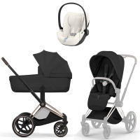 Коляска 3 в 1 Cybex Priam V Rosegold Style Sepia Black + Cloud T Off White Plus