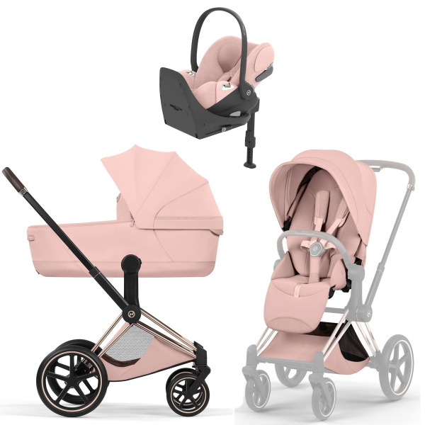 Коляска 4 в 1 Cybex Priam V Rosegold Style Peach Pink + Cloud T Peach Pink Plus Base T
