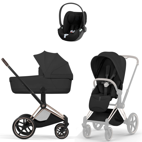 Коляска 3 в 1 Cybex Priam V Rosegold Style Sepia Black + Cloud T Sepia Black
