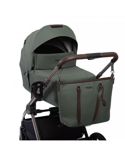 Коляска детская Peppy Monaco thermo 2 в 1 Green (зеленый), рама серо-коричневая