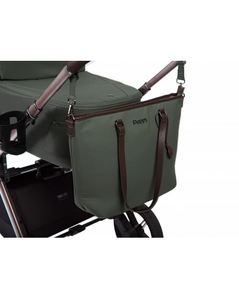 Коляска детская Peppy Monaco thermo 2 в 1 Green (зеленый), рама серо-коричневая