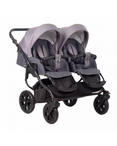 Коляска для двойни 2 в 1 Indigo Charlotte Sity Duo, Cs 03 (Темно-серый + Фиолетовый)