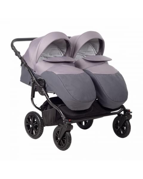 Коляска для двойни 2 в 1 Indigo Charlotte Sity Duo, Cs 03 (Темно-серый + Фиолетовый)
