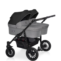 Коляска для двойни 2 в 1 Riko Basic Saxo, 04 Графит