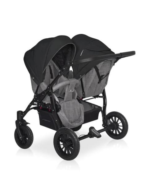 Коляска для двойни 2 в 1 Riko Basic Saxo, 04 (Графит / Чёрный)