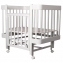 Кровать детская INDIGO Tiny (ложе 100х70, закругленные углы, продольный маятник + колеса) массив б (белый-белый)