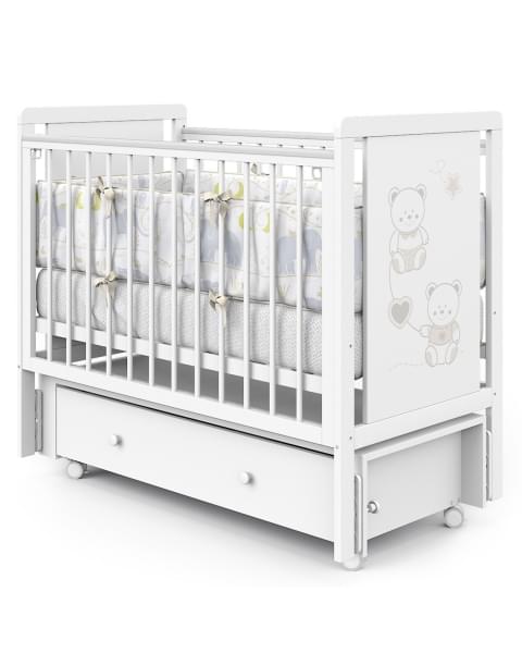 Кровать детская Indigo Happy Friends маятник на колесах, ящик