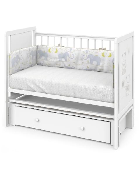 Кровать детская Indigo Happy Friends маятник на колесах, ящик