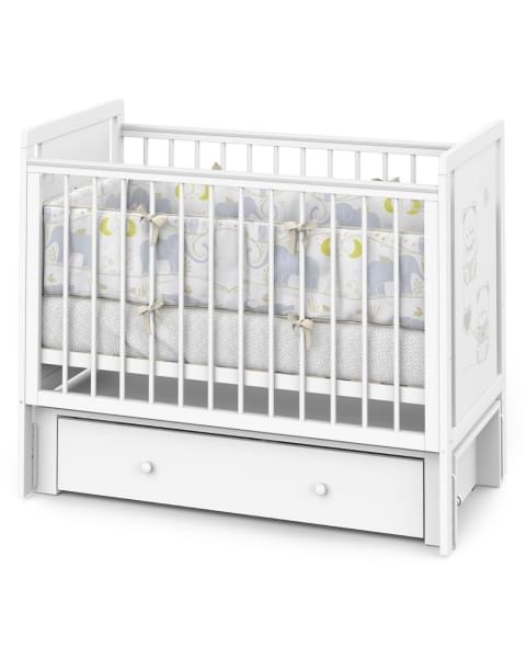 Кровать детская Indigo Happy Friends маятник на колесах, ящик