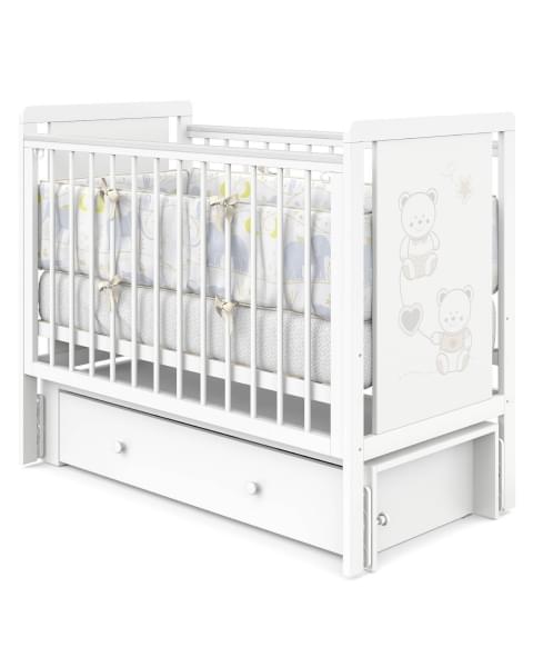 Кровать детская Indigo Happy Friends маятник на колесах, ящик