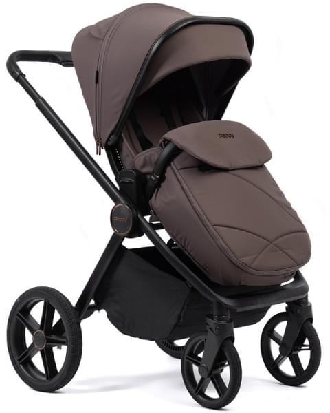 Детская коляска Peppy Monaco 3 в 1 с автокреслом First Brownie коричневый, рама черная