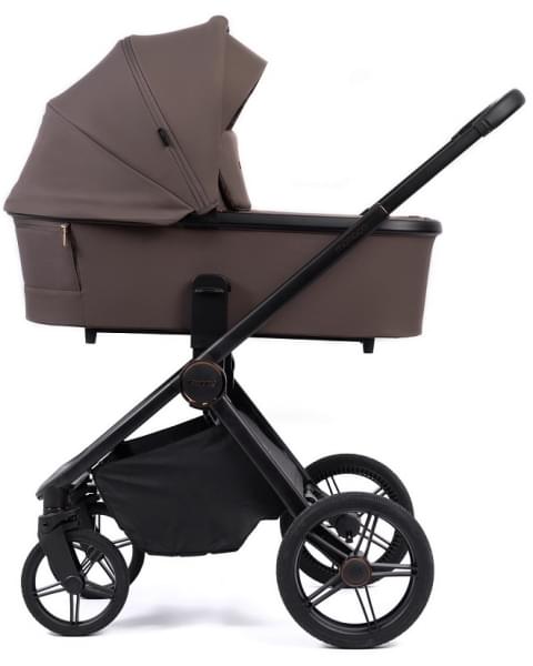 Детская коляска Peppy Monaco 3 в 1 с автокреслом First Brownie коричневый, рама черная