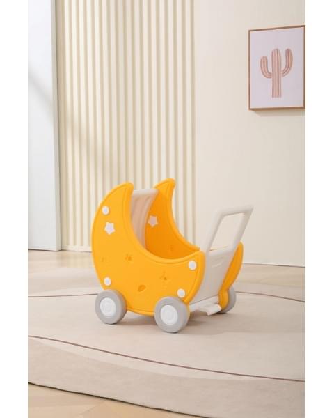 Стеллаж для игрушек UNIX Kids Moon 8 (3 полки + 5 ящиков) желтый/белый