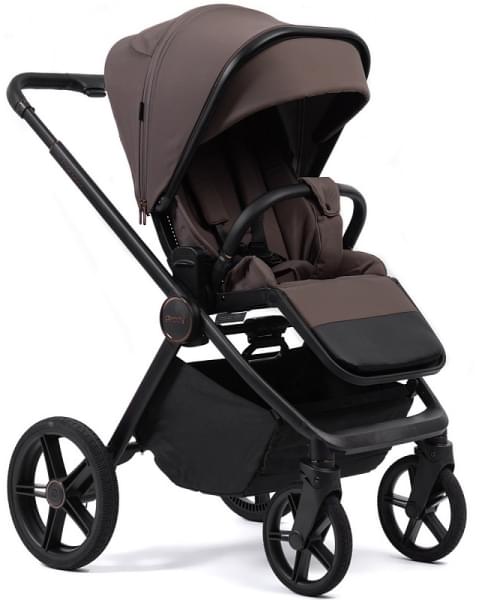 Детская коляска Peppy Monaco 3 в 1 с автокреслом First Brownie коричневый, рама черная