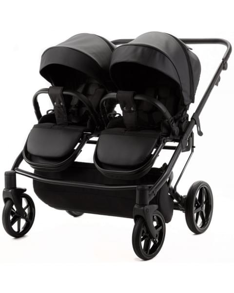Детская коляска для двойни Adamex Leo Duo Deluxe 3 в 1 DUO-SA2 (ЧЕРНАЯ КОЖА)