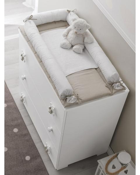 Тумба-комод с пеленальным столом Erbesi Tato белый/песочный