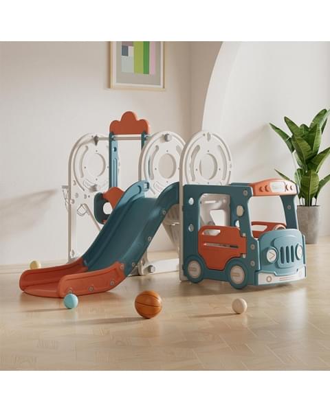 Игровой комплекс с горкой и качелями UNIX Kids Bus 171 см Red