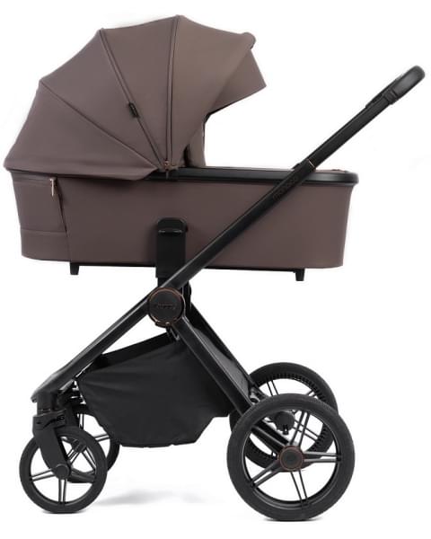 Детская коляска Peppy Monaco 3 в 1 с автокреслом First Brownie коричневый, рама черная