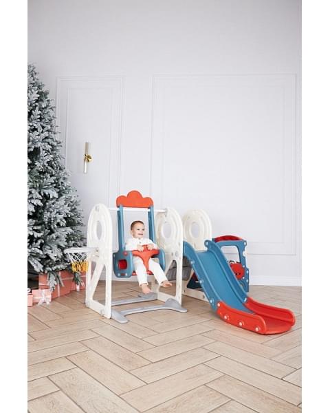 Игровой комплекс с горкой и качелями UNIX Kids Bus 171 см Red