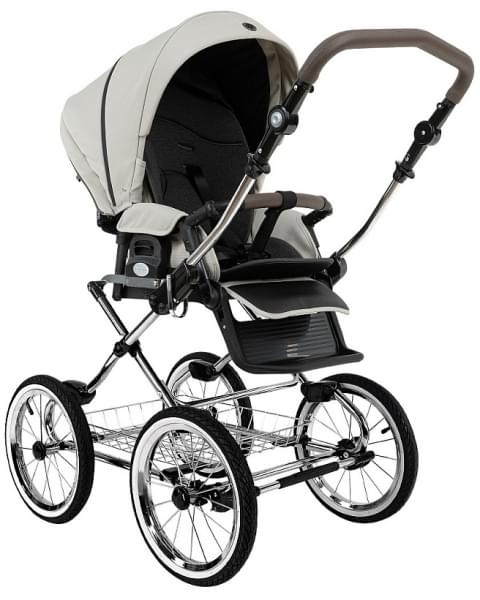 Детская коляска Roan Bass Next Classic 2.0 d14 3 в 1 с автокреслом Tutis Elo Lux EduSky Black BSNC/94/2 Marzipan/Black/руч.Cappuccino