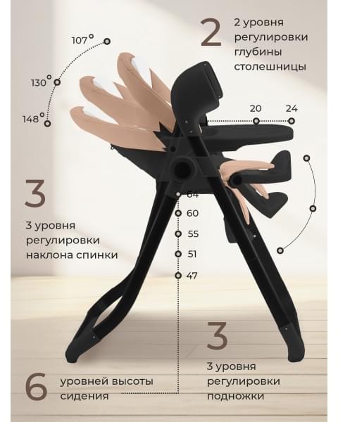 Стульчик для кормления - Электрокачели Sweet Baby Fiesta Black Beige