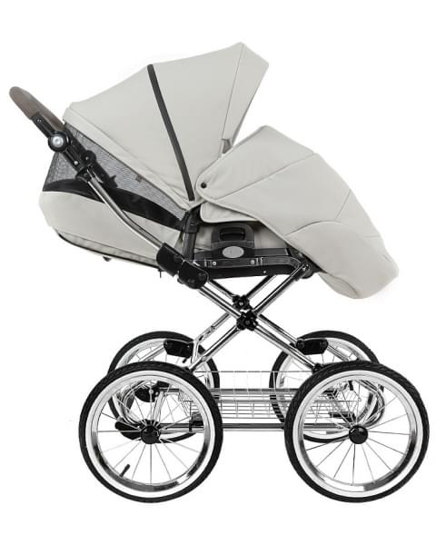 Детская коляска Roan Bass Next Classic 2.0 d14 3 в 1 с автокреслом Tutis Elo Lux EduSky Black BSNC/94/2 Marzipan/Black/руч.Cappuccino