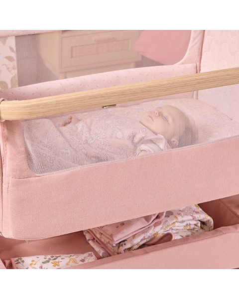 Колыбель приставная Tutti Bambini CoZee Air 2 с колесами Drifted Oak/Blush