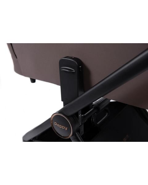 Детская коляска Peppy Monaco 3 в 1 с автокреслом First Brownie коричневый, рама черная