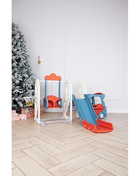 Игровой комплекс с горкой и качелями UNIX Kids Bus 171 см Red