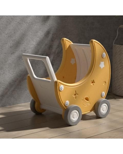 Стеллаж для игрушек UNIX Kids Moon 8 (3 полки + 5 ящиков) желтый/белый