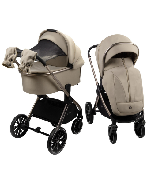 Детская коляска AmaroBaby Genius 3 в 1 с автокреслом Rant Miro бежевый