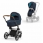 Коляска 2 в 1 Cybex Priam IV шасси Chrome Brown, Nautical Blue (Темно-синий)