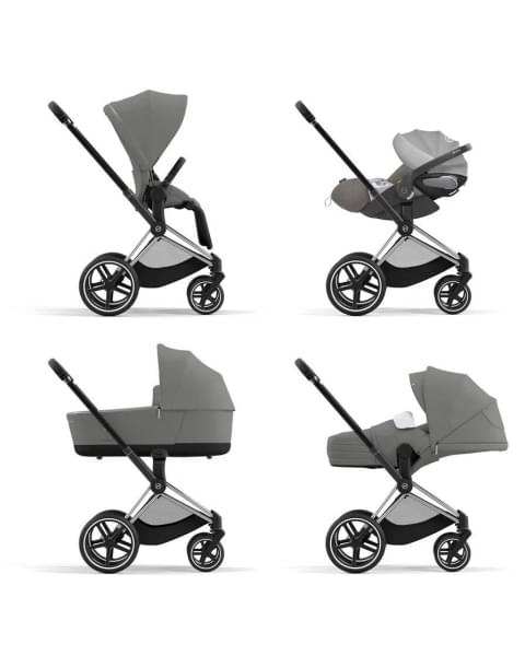 Коляска 3 в 1 Cybex Priam IV шасси Rose Gold, Soho Grey (Серый)