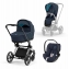 Коляска 3 в 1 Cybex Priam IV шасси Chrome Black, Nautical Blue (Темно-синий)